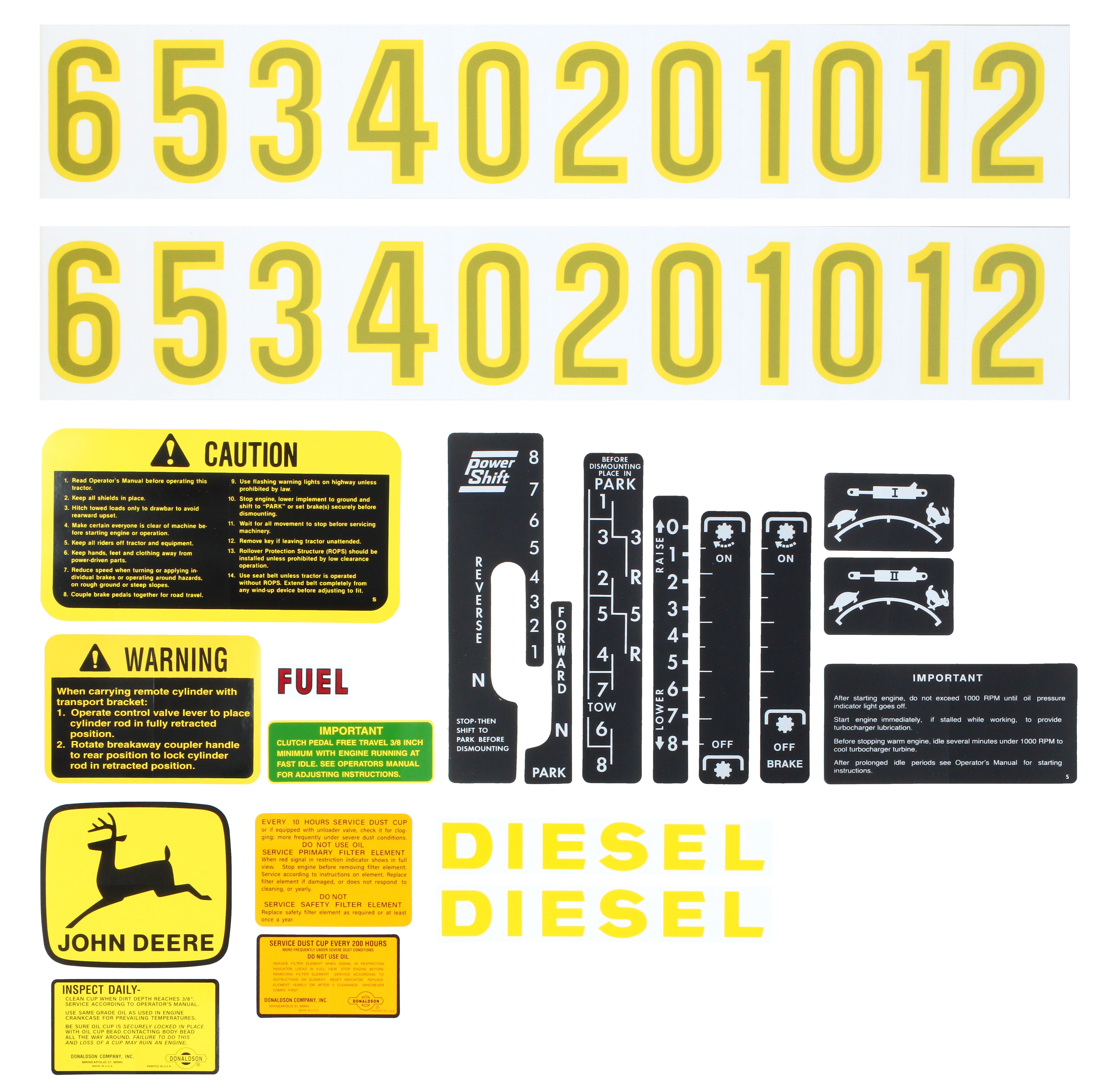 Decal Set AR47091, AR34177, AR52393 For John Deere Tractors 4010, 3020, 2520, 5010, 6030